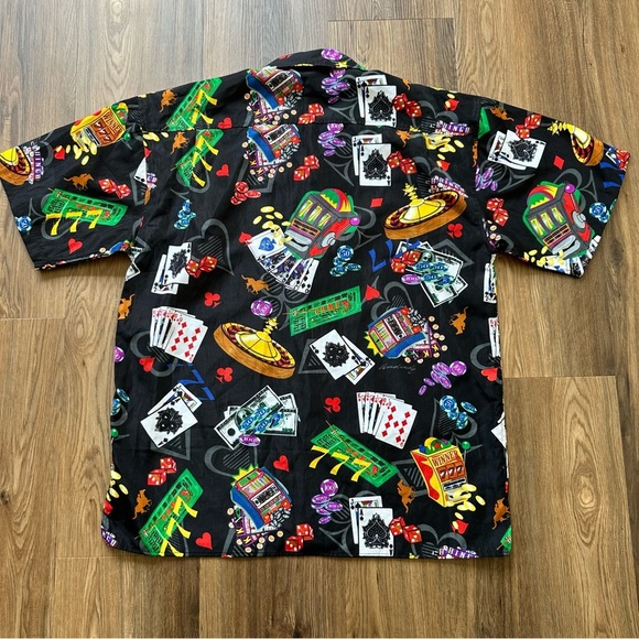 Andrade Hawaiian Shirt Mens XL Casino Cards Slots All Over Print Button Up Vegas - Picture 8 of 9